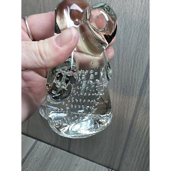 Vtg Hand Blown Art Glass Hound Dog Paperweight Controlled Bubbles Clear Puppy - Picture 5 of 11